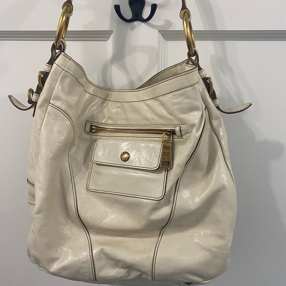 Cream and brass vintage Prada bag